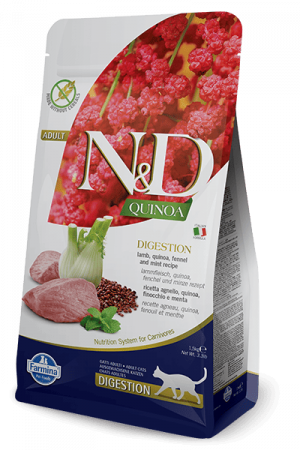 FARMINA N&D CAT GF QUINOA LAMB DIGESTION sausā barība kaķiem Jērs, fenhelis 1.5kg